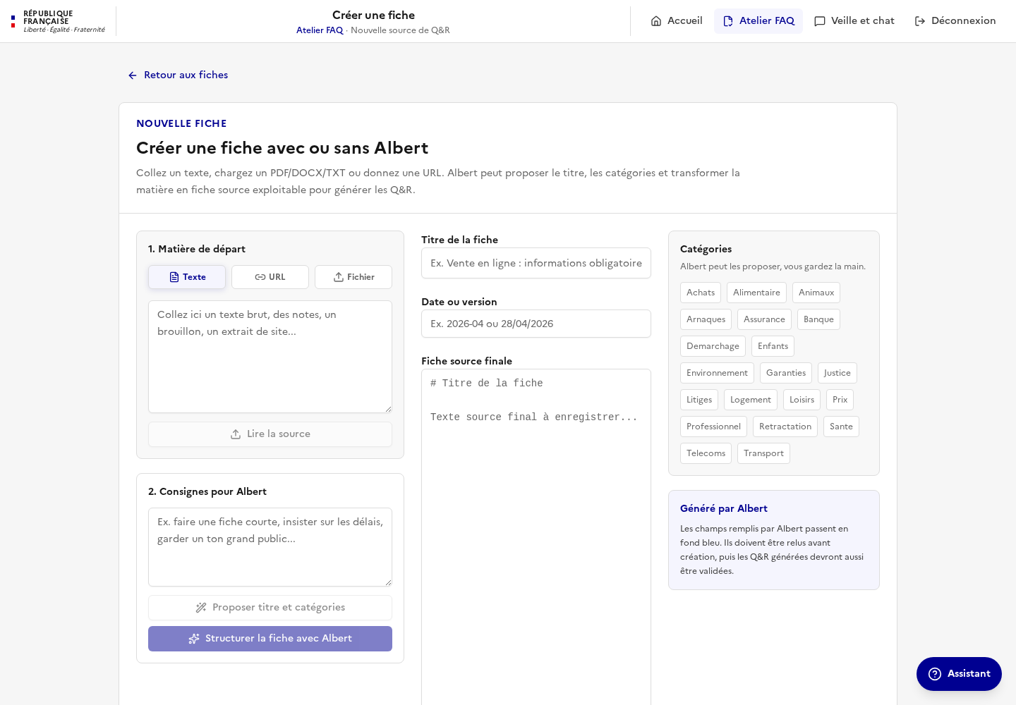 Nouvelle fiche par texte