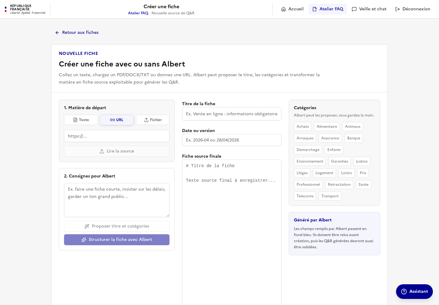 Nouvelle fiche par URL
