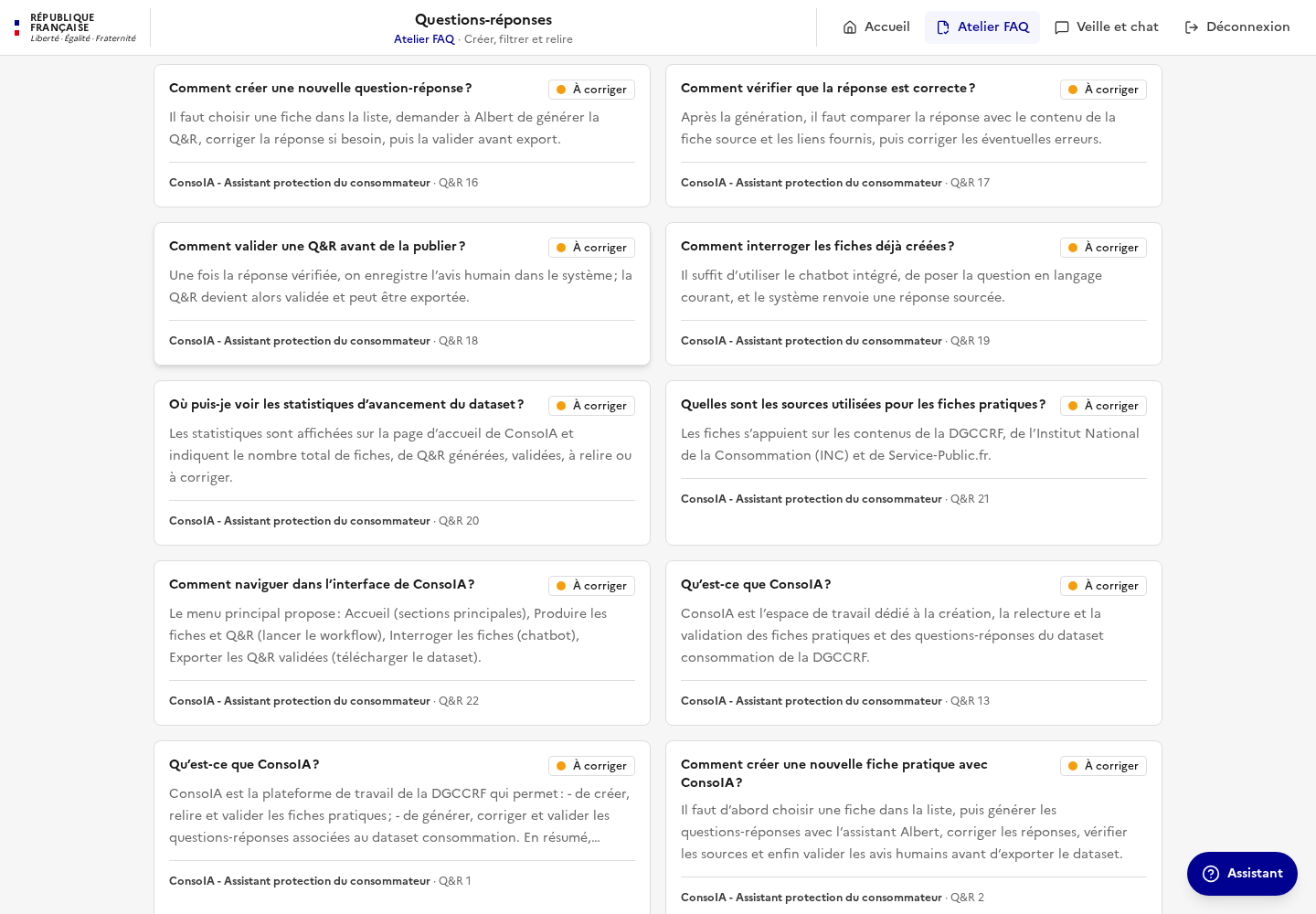 Liste detaillee des Q&R